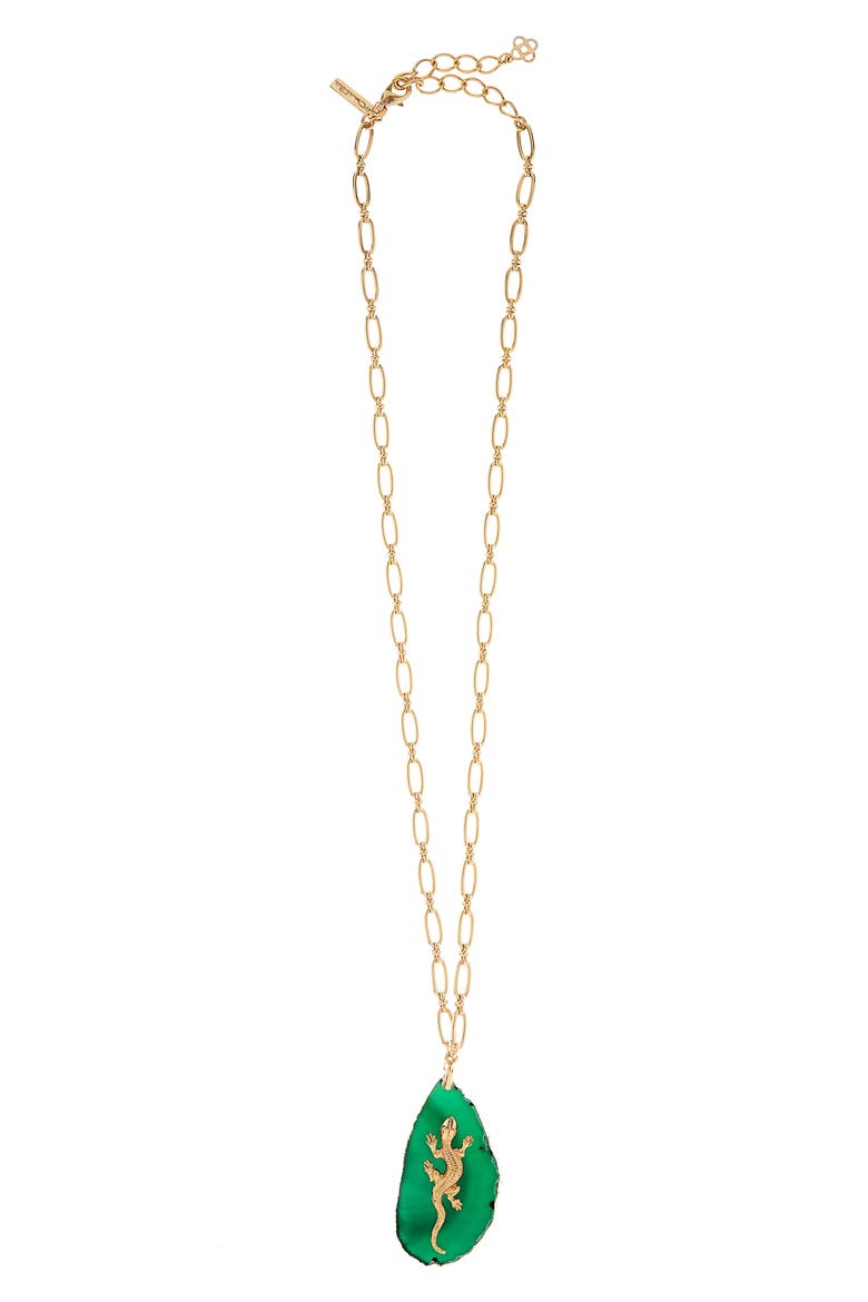 Runway Lizard Stone Pendant Necklace, Main, color, JUNIPER