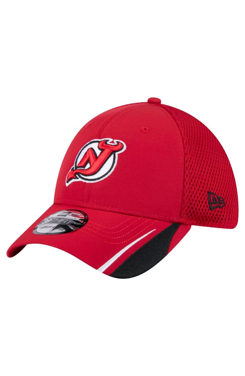 New Era Men's New Era Red New Jersey Devils Linear Featherweight 39THIRTY Flex Hat, Main, color, Red