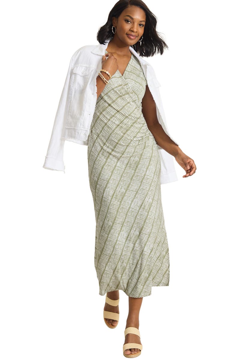 Tommy Bahama Carmela Bungalow Bay Stripe Faux Wrap Maxi Dress, Alternate, color, Dusty Thyme