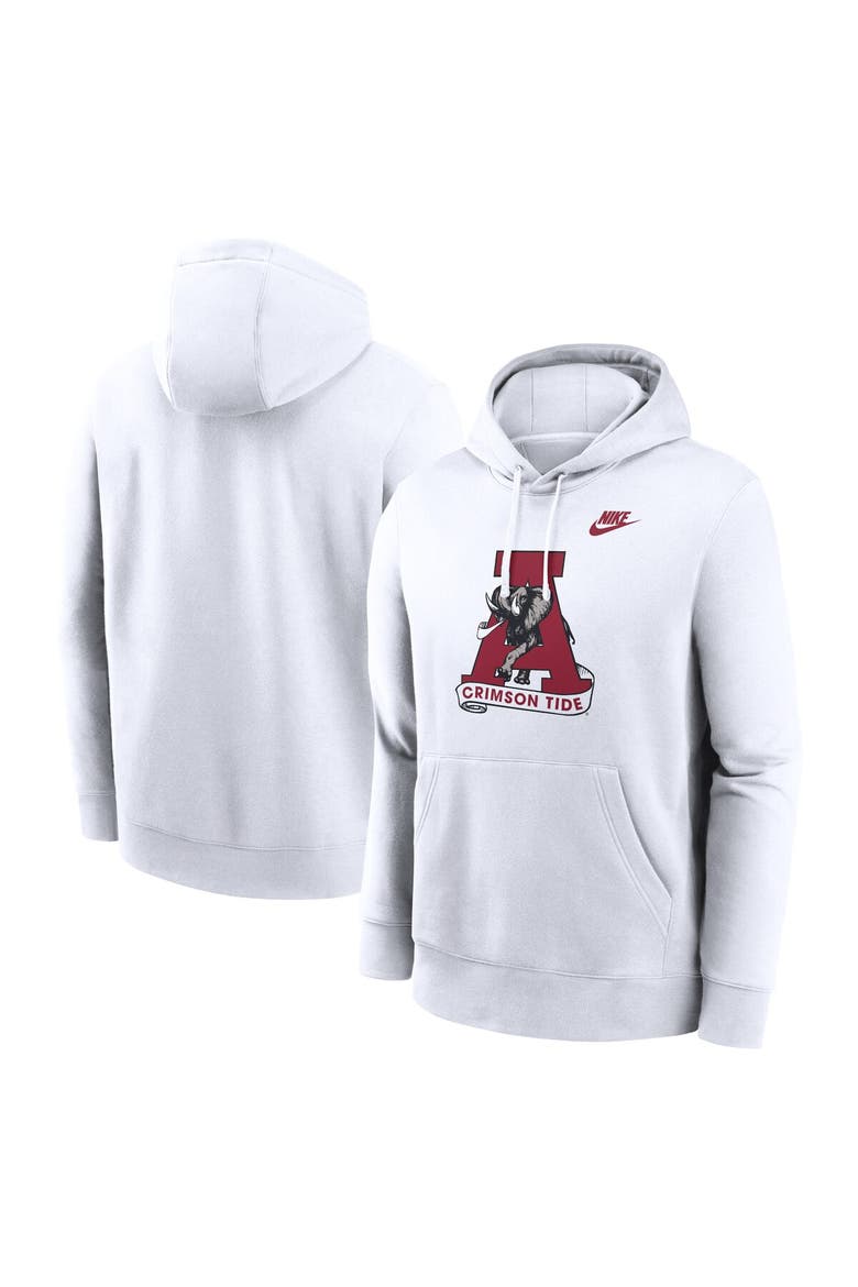 Men's Nike White Alabama Crimson Tide Legacy Logo Club Fleece Pullover Hoodie, Main, color, White