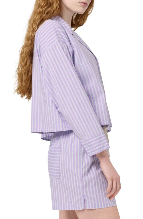 Florence By Mills Crop Pajama Top In Lavendar Stripe