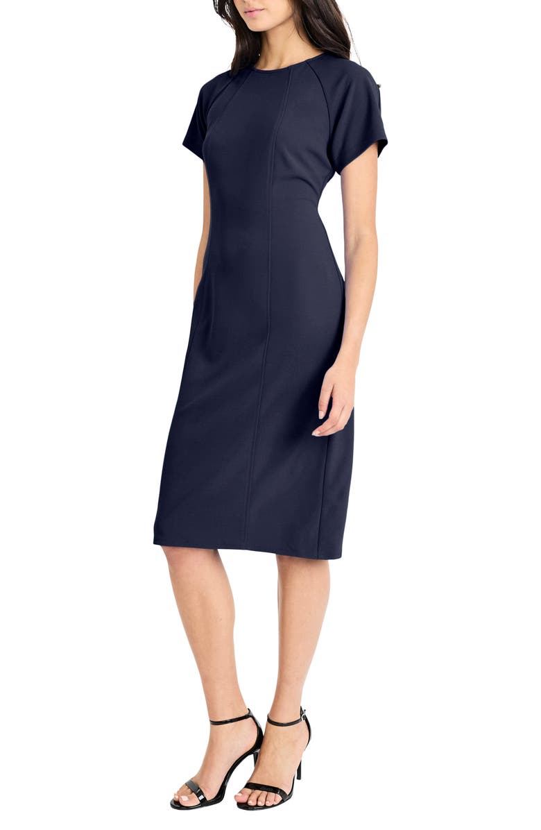 Maggy London Short Sleeve Sheath Dress, Alternate, color, Navy Blazer