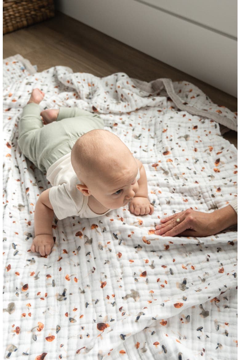 Kids' Cotton Muslin Quilted Throw, Alternate, color, MUSHROOMS