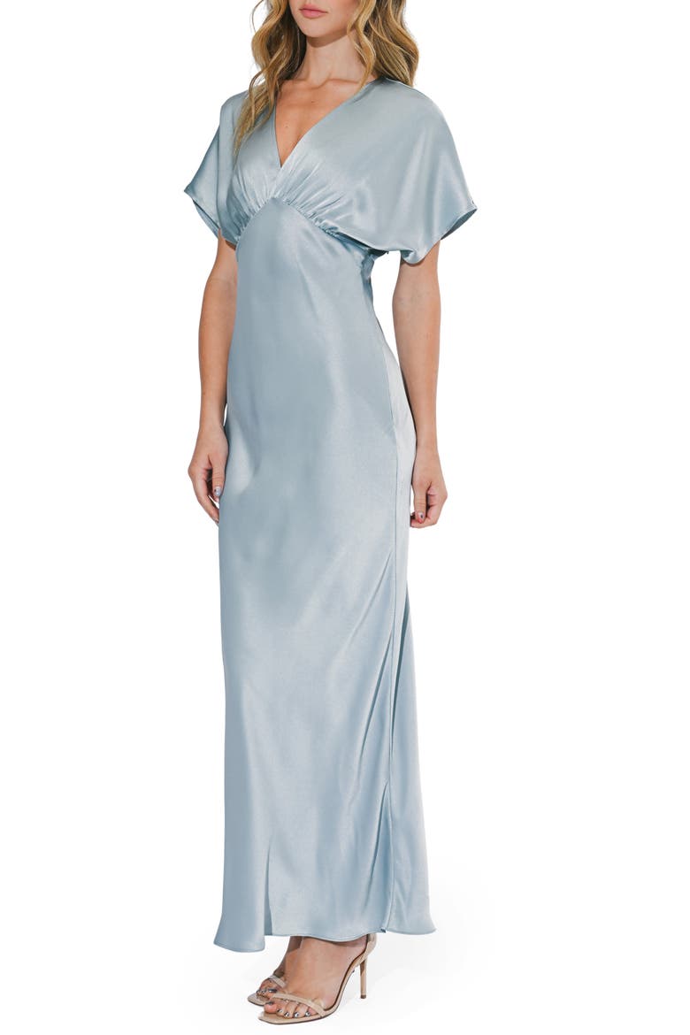 Dolman Sleeve Satin Cocktail Dress, Alternate, color, ICE BLUE