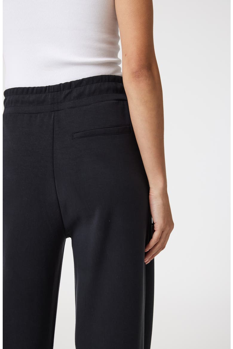 Pleated Straight Leg Pull-On Pants, Alternate, color, BLACK