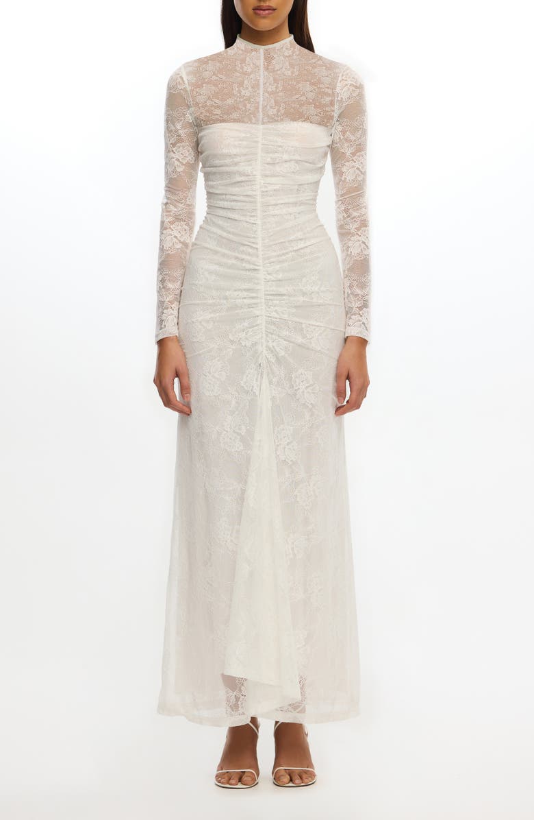 Significant Other Nida Long Sleeve Stretch Lace Gown, Main, color, Ivory