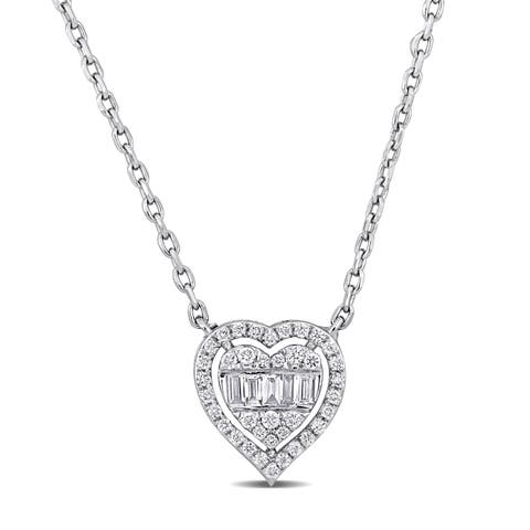 1/4 CTW Diamond Heart Halo Necklace 14k