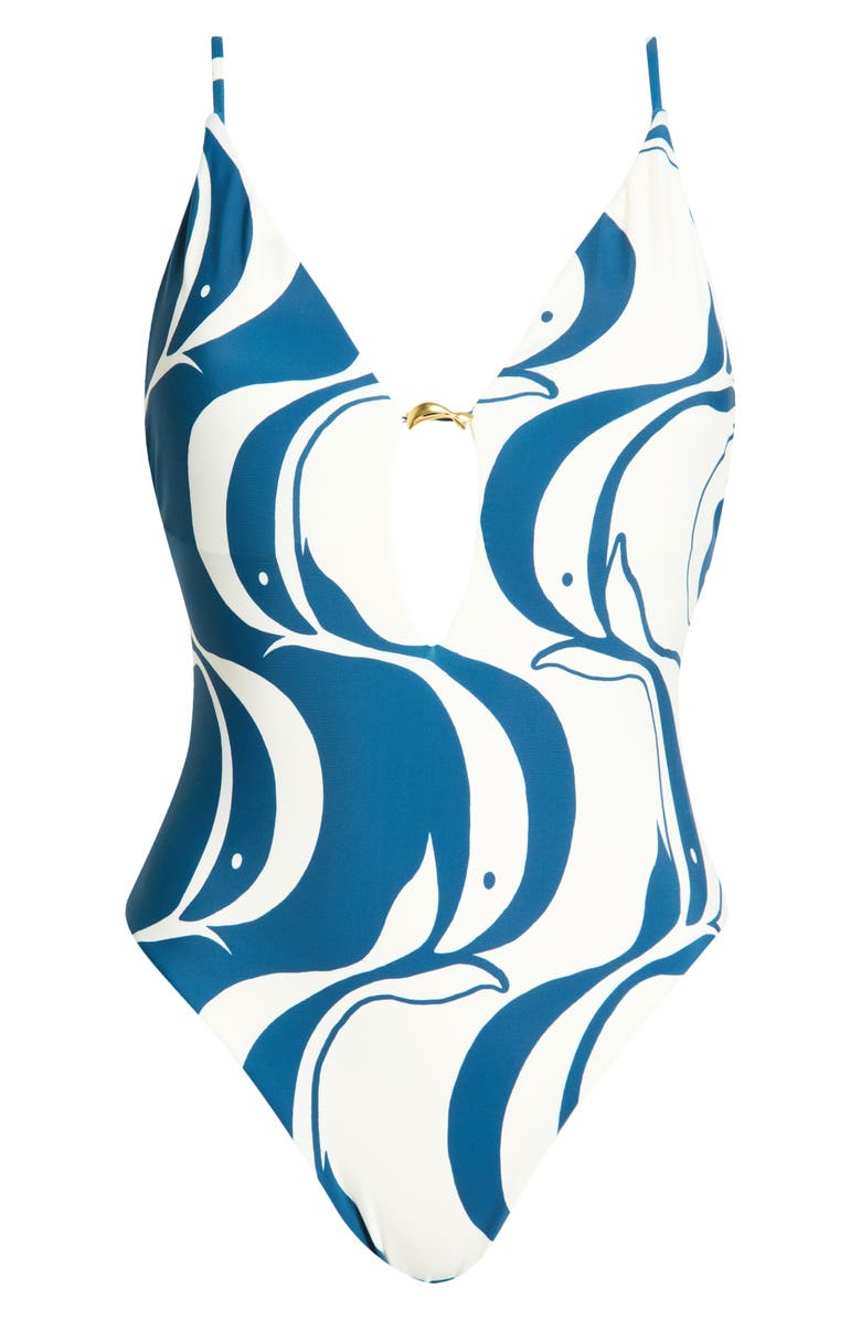 FARM Rio Fish Print One-Piece Swimsuit, Alternate, color, Peixe Copa