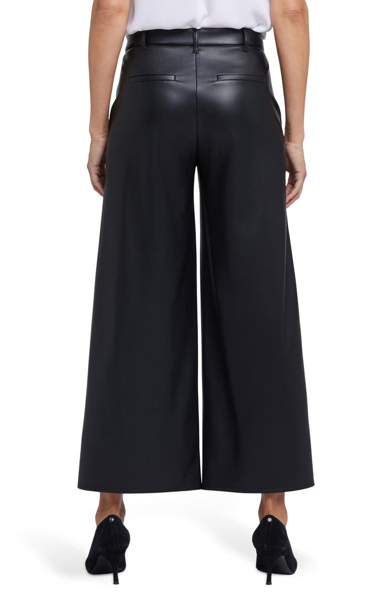 NYDJ Morgan Faux Leather Wide Leg Ankle Pants, Alternate, color, Black