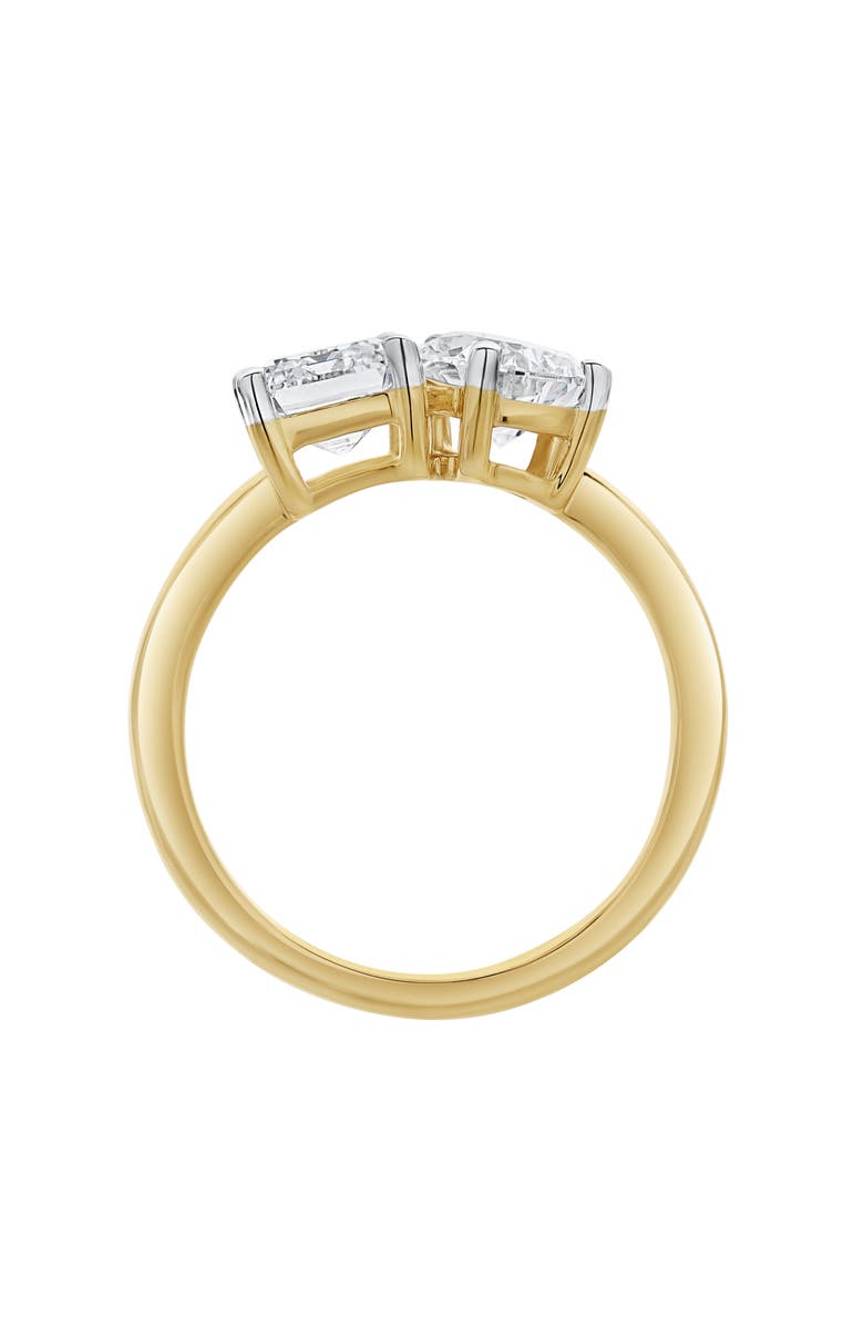 LuvMyJewelry Evermore 14K Gold Toi et Moi Emerald and Pear Lab Grown Diamond Ring - 3 ct, Alternate, color,