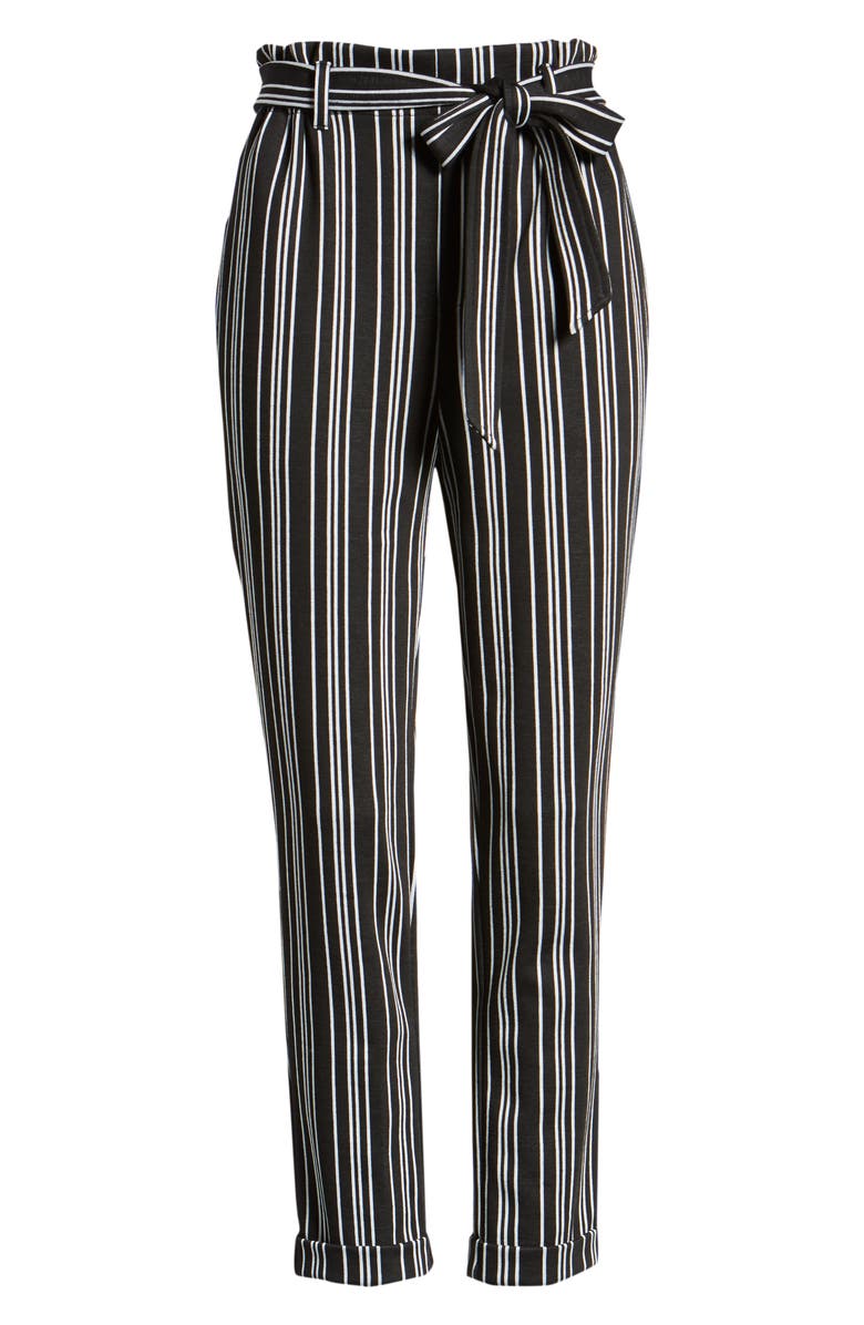 Chloe & Katie Stripe Paperbag Waist Crop Pants, Alternate, color, 