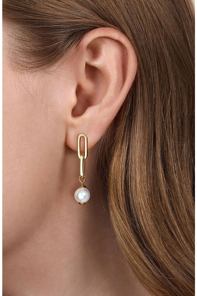 Pearl Drop Earrings, Alternate, color, GOLD