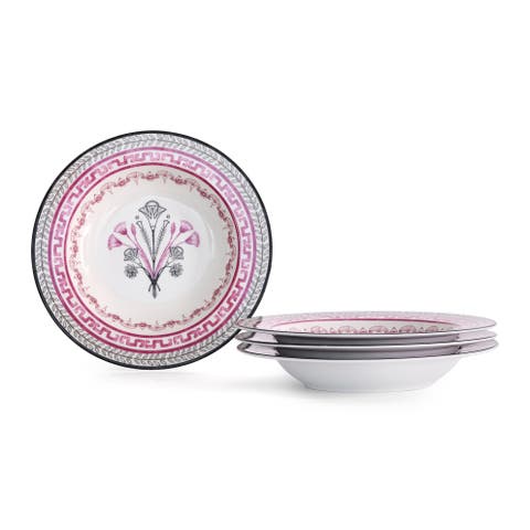 Serengeti Porcelain Pasta Bowl Set of 4, Multicolored