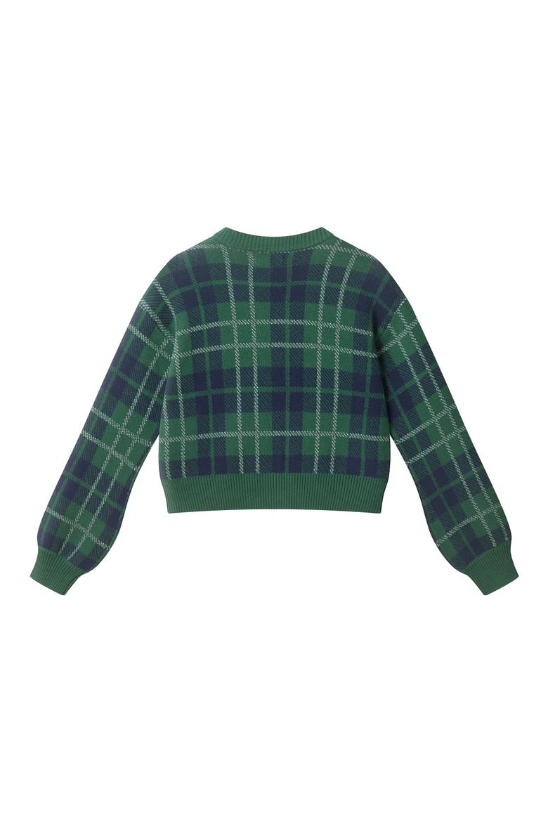 Kids' Plaid Cardigan, Alternate, color, GREEN PLAID
