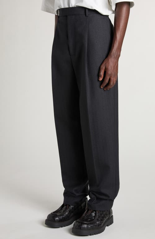 Bottega Veneta Pleated Subtle Stripe Wool Trousers In 1292 Black/dark Blue