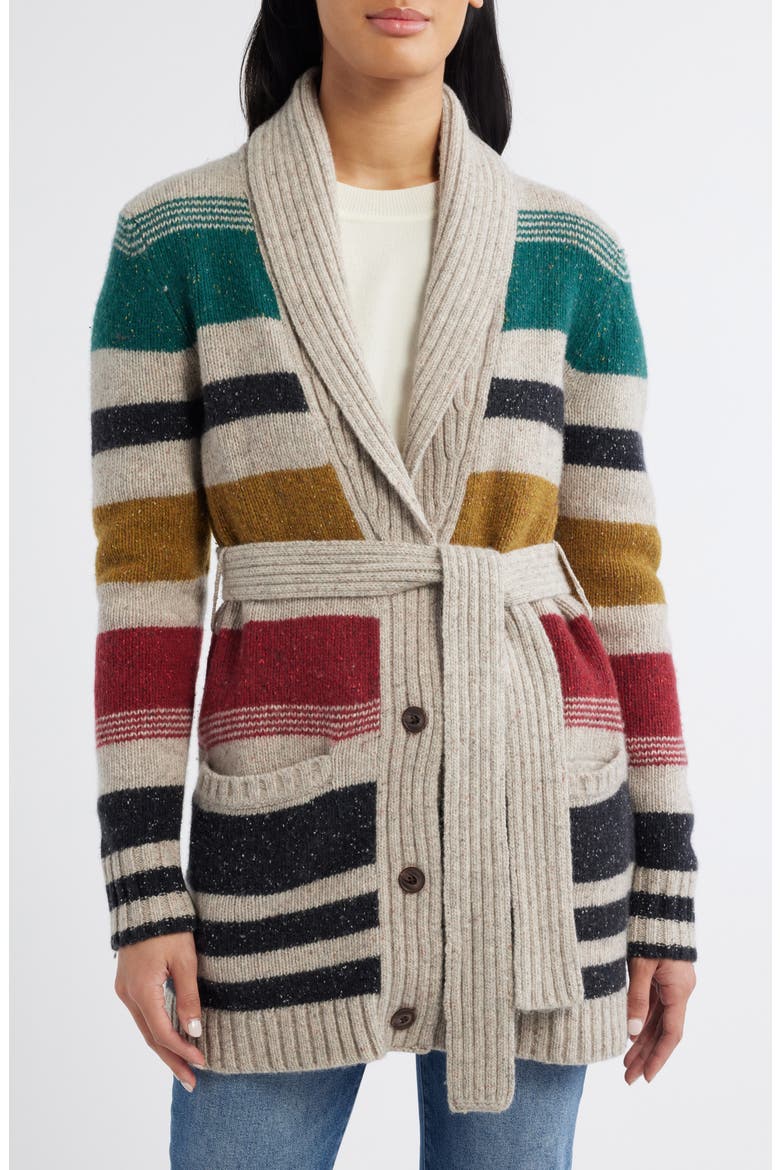Camp Stripe Lambswool Blend Wrap Cardigan, Main, color, IVORY MULTI STRIPE