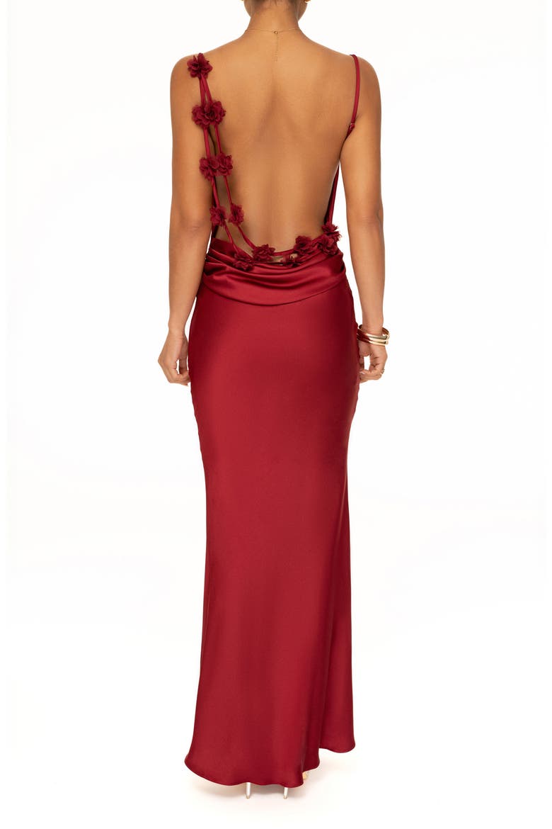 Down the Aisle Open Back Satin Gown, Alternate, color, RED