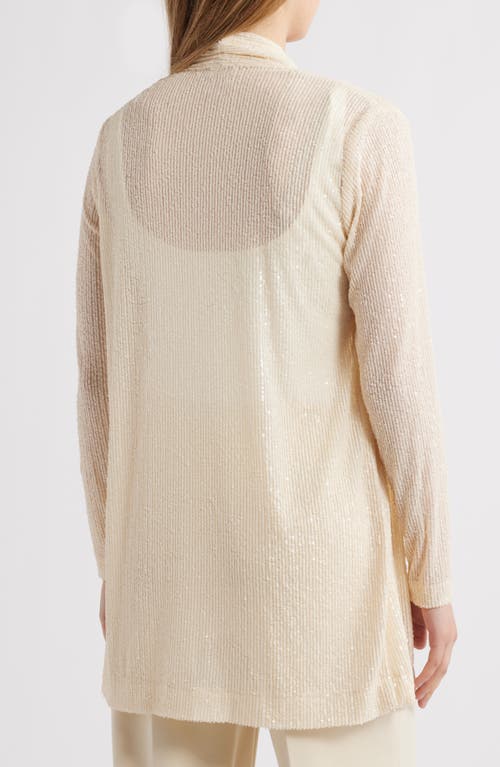 ANNE KLEIN ANNE KLEIN SEQUIN DRAPED OPEN FRONT CARDIGAN 