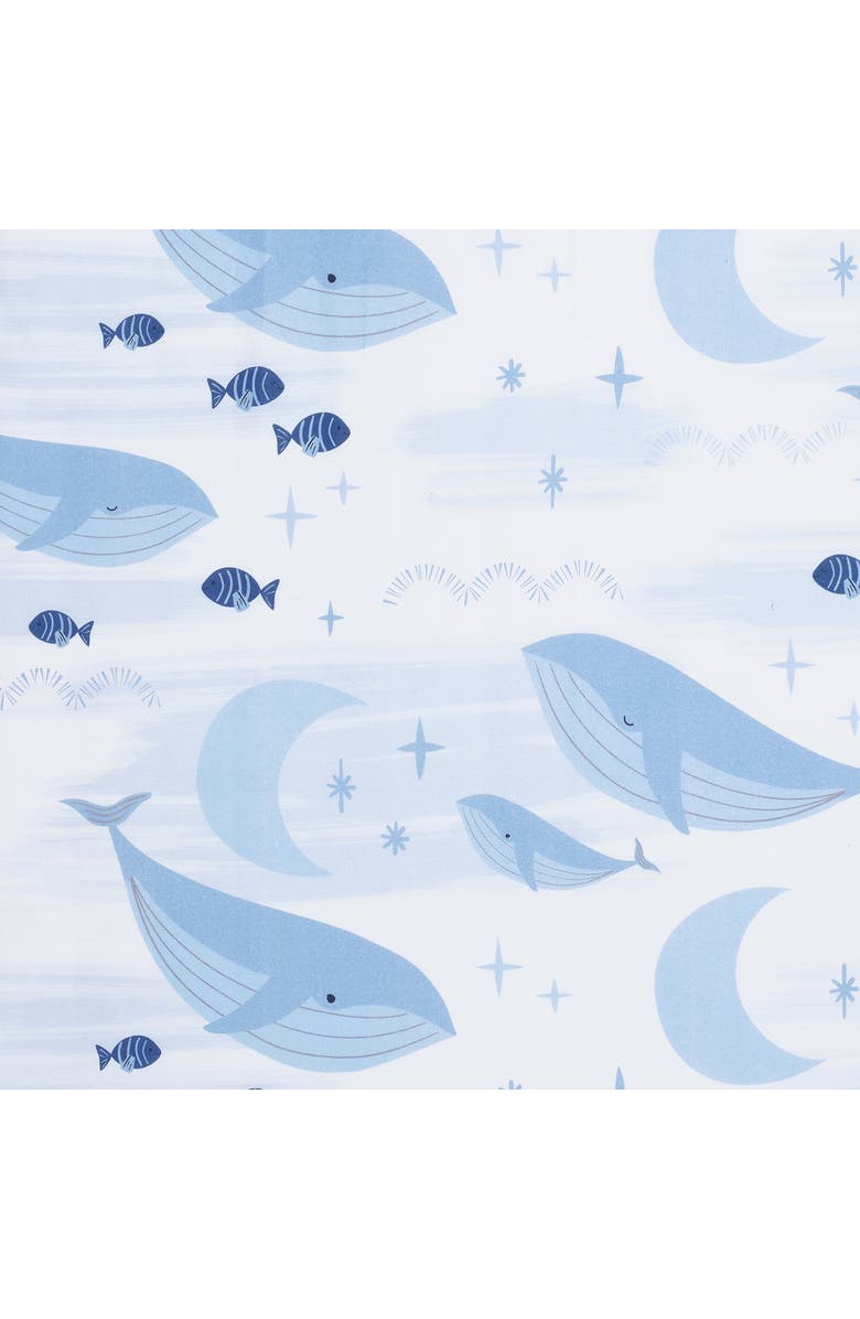 Lambs & Ivy Bubbles & Squirt 100% Cotton Whale/Ocean Fitted Crib/Toddler Sheet, Alternate, color, White