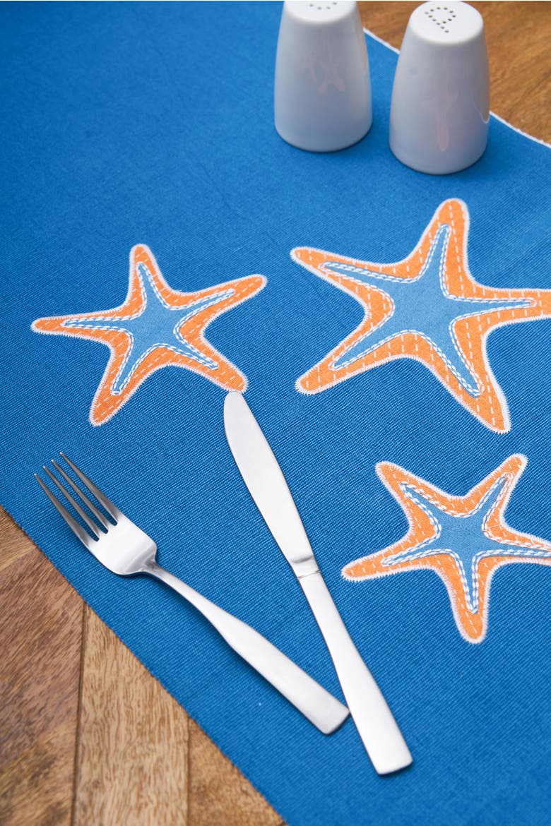Starfish Rope Table Runner 14" x 72", Alternate, color, Blue