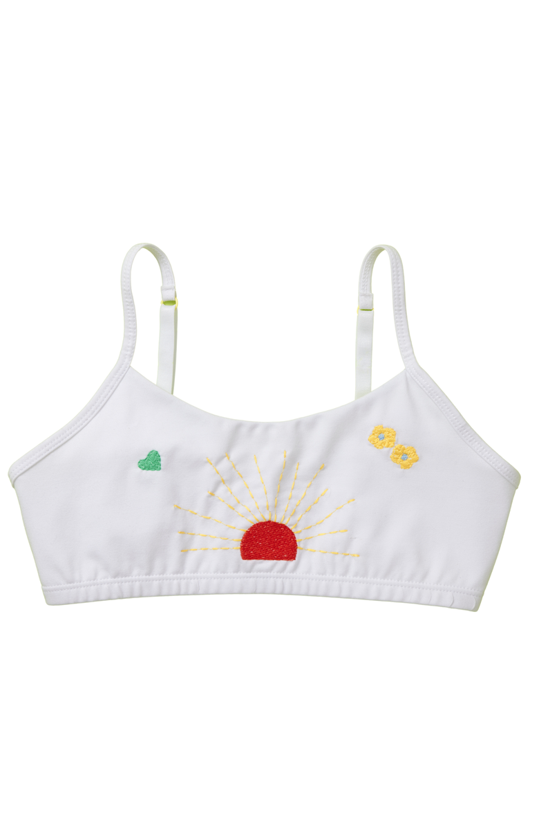 Yellowberry Sunshine Embroidered Cotton Bra, Main, color, White Marshmallow