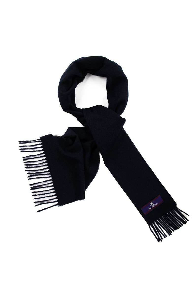 Prince of Scots Fringed Merino Wool Scarf, Main, color, Navy