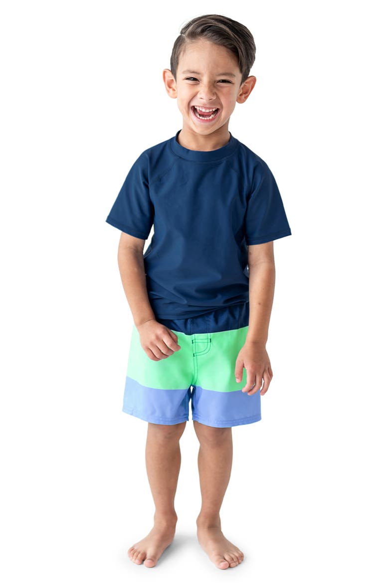 Kids' Short Sleeve Rashguard, Alternate, color, NAVY