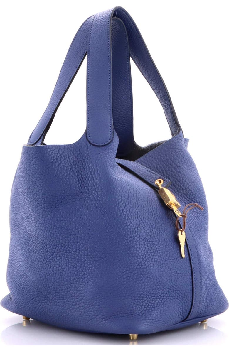 Pre-Owned Hermes Picotin Lock Bag Clemence MM, Alternate, color, Bleu Brighton
