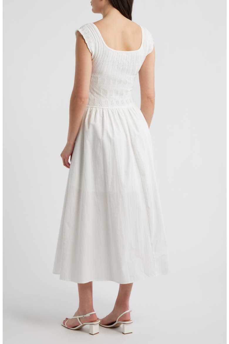 Cap Sleeve Midi Dress, Alternate, color, WHITE