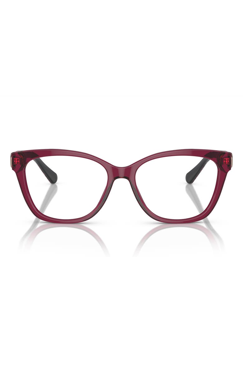 COACH 54mm Square Optical Glasses, Main, color, Transparent Ruby / Demo