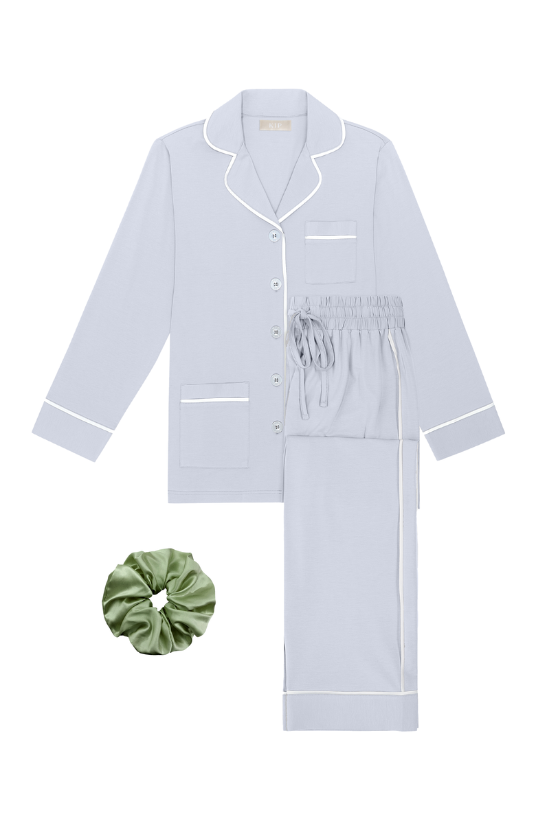 KIP Luxe Stretch Cotton Long Pajama Gift Set, Main, color, Mist Blue