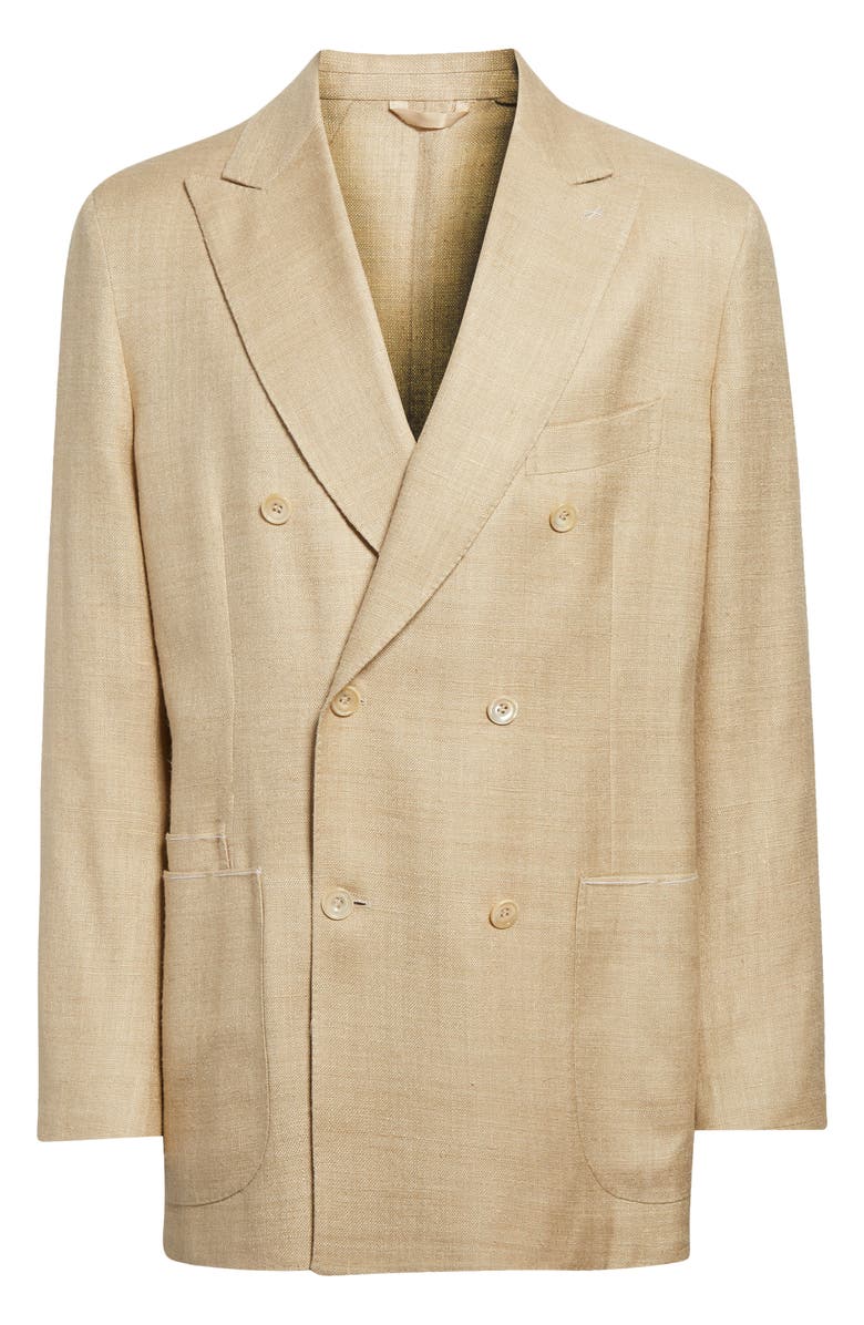 Drake
s Sartorial Double Breasted Tussah Silk Sport Coat, Alternate, color, 500 Buff
