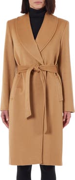 Sofia Cashmere Pickstitch Cashmere Wrap Coat