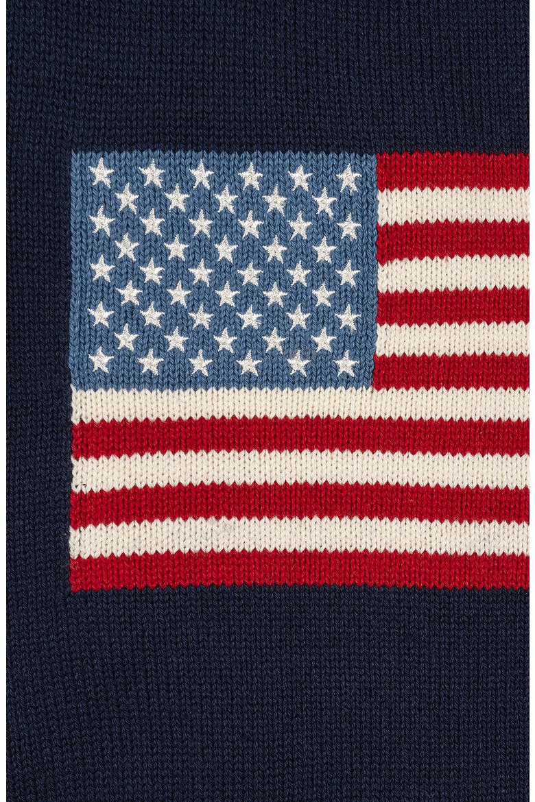 Kids' Organic Crew Neck Flag Sweater, Alternate, color, Navy Flag