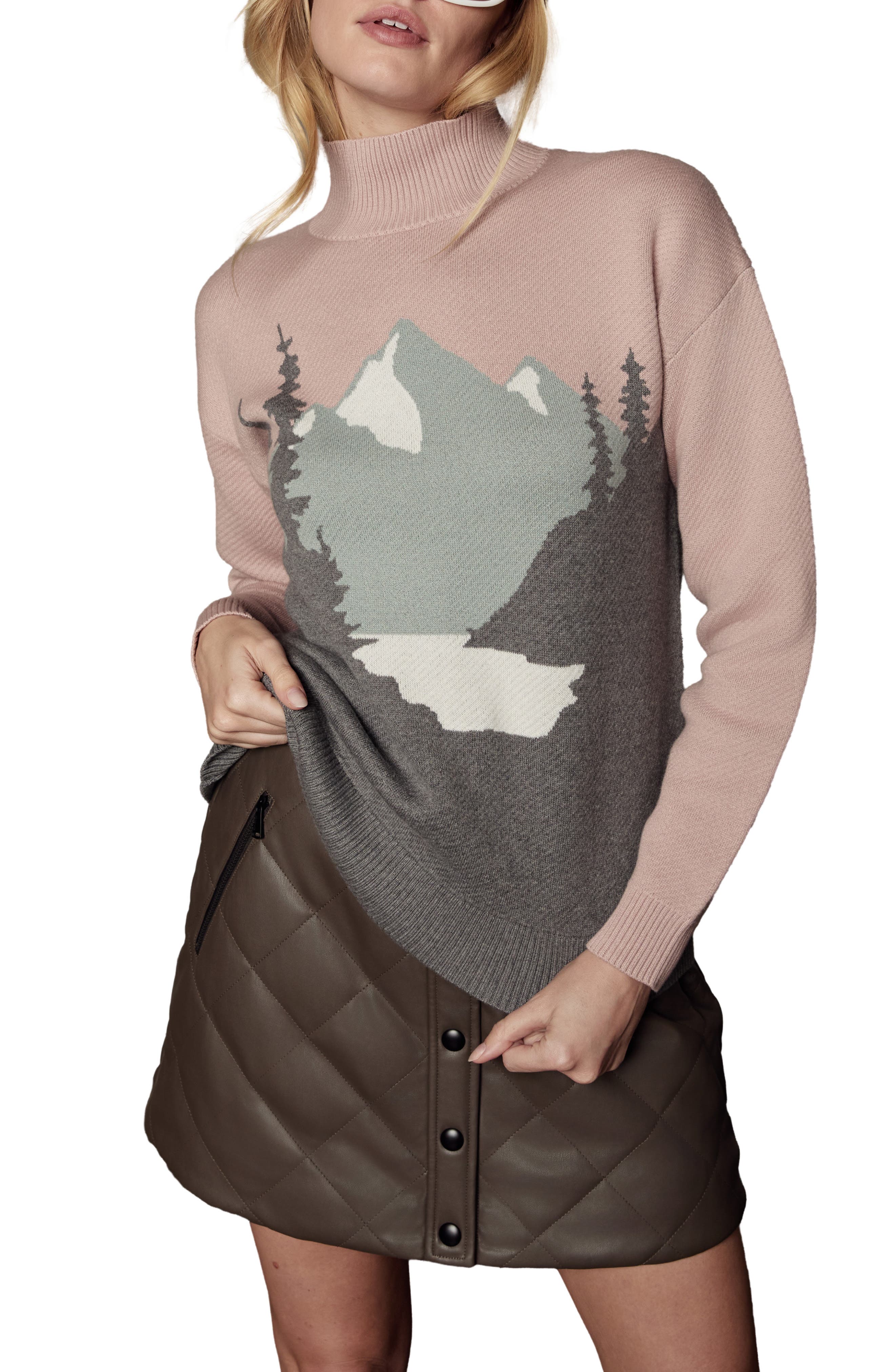 Alp N Rock Simran Mock Neck Organic Cotton Blend Sweater in Rose 