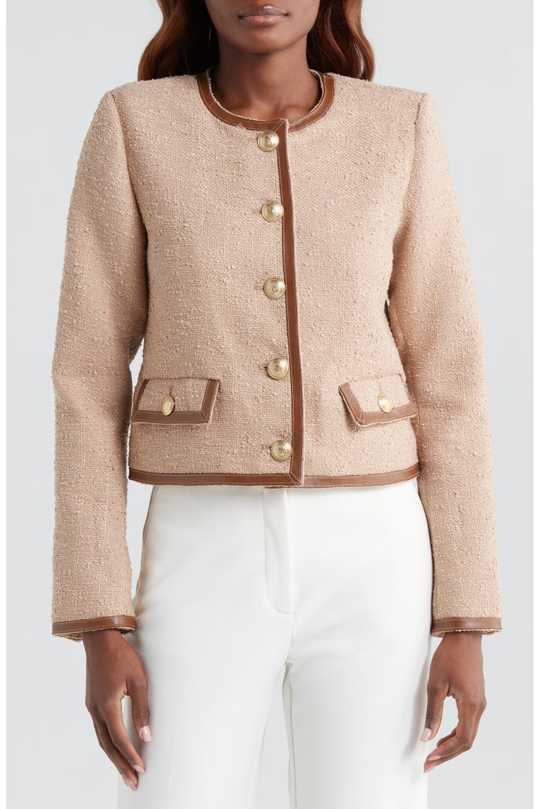 Zaya Faux Leather Trim Jacket, Alternate, color, CAPPUCCINO