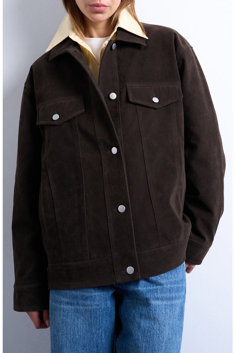 Western Faux Suede Jacket, Main, color, BROWN