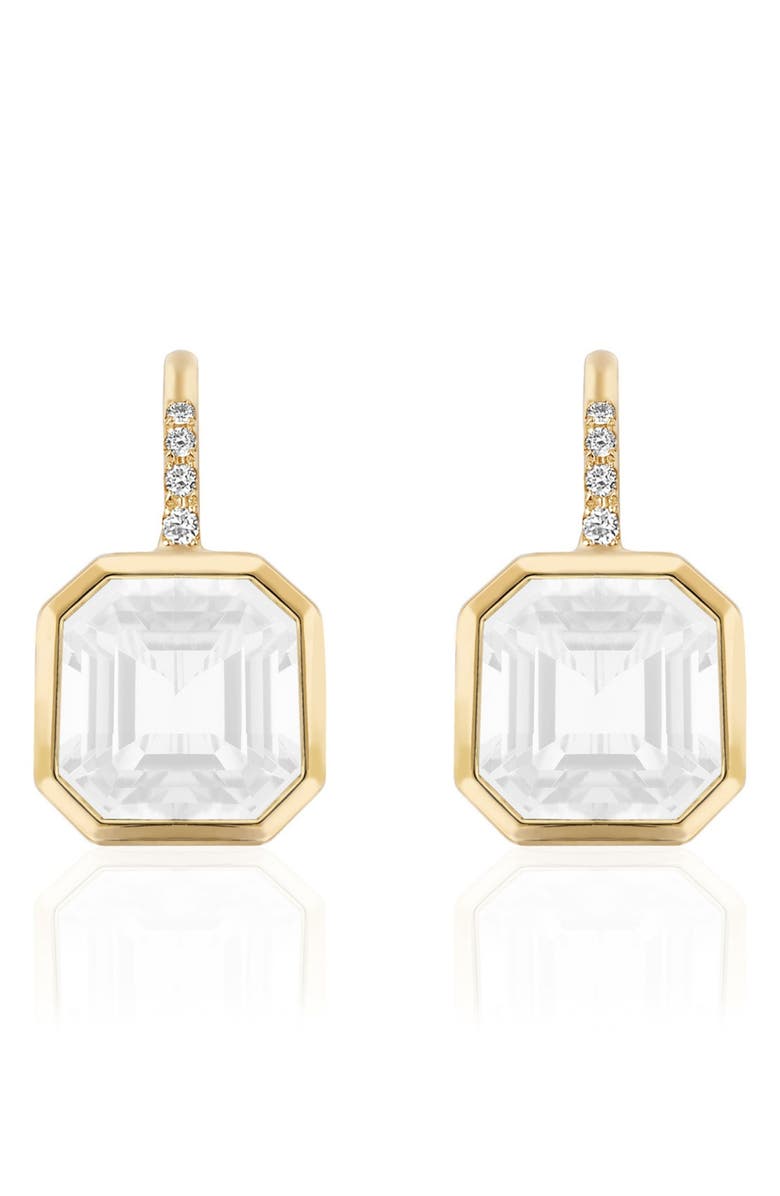 GOSHWARA Gossip Asscher-Cut Semiprecious Stone & Diamond Drop Earrings, Main, color, White