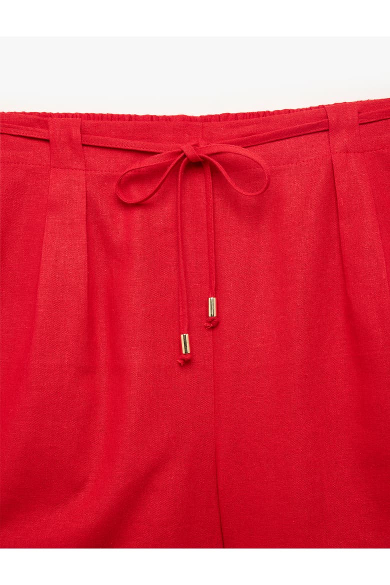 Cuffed Linen Blend Pull-On Mini Shorts, Alternate, color, RED