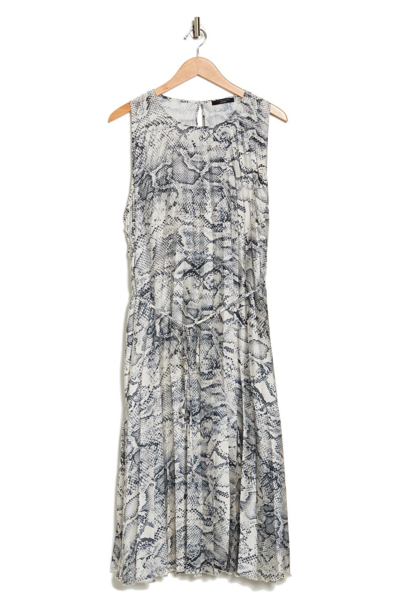 T Tahari Python Print Waist Belt Maxi Dress, Alternate, color, Black/ Ivory Snake