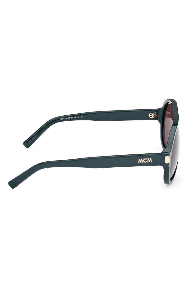 MCM 59mm Pilot Sunglasses, Alternate, color, Shiny Dark Green / Brown