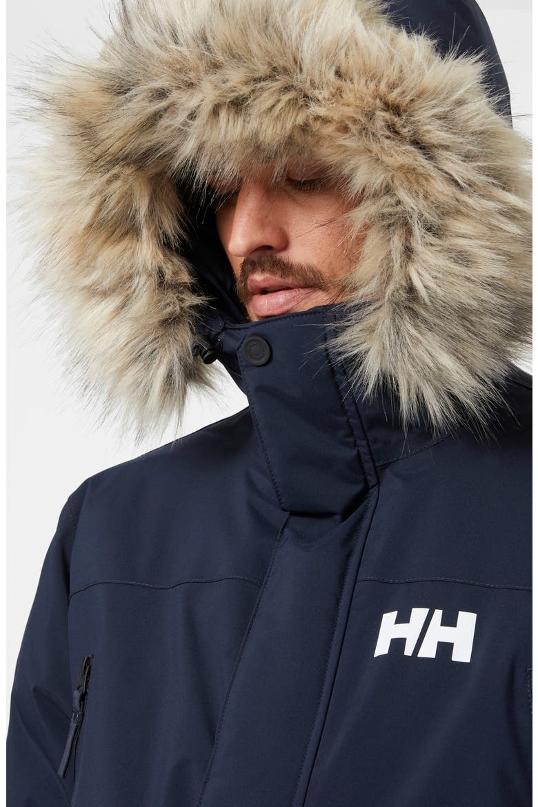 Reine Waterproof Insulated Parka with Faux Fur Trim Hood, Alternate, color, NAVY