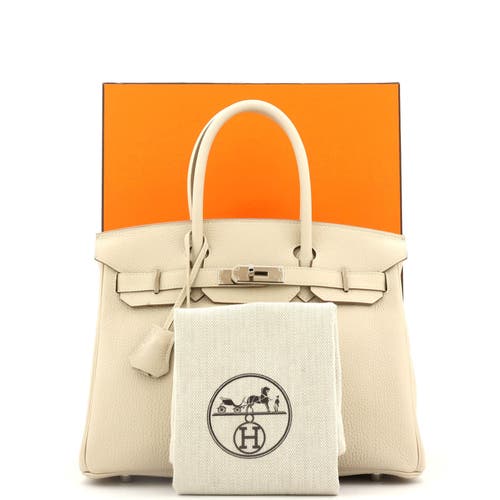 Pre-owned Hermes Hermes Birkin Handbag Light Togo With Palladium Hardware 30 In White
