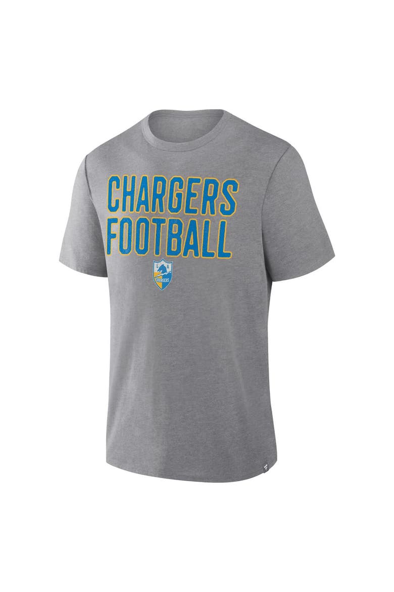 Men's Fanatics Heather Gray Los Angeles Chargers First Down Tribute Tri-Blend T-Shirt, Alternate, color, Heather Gray