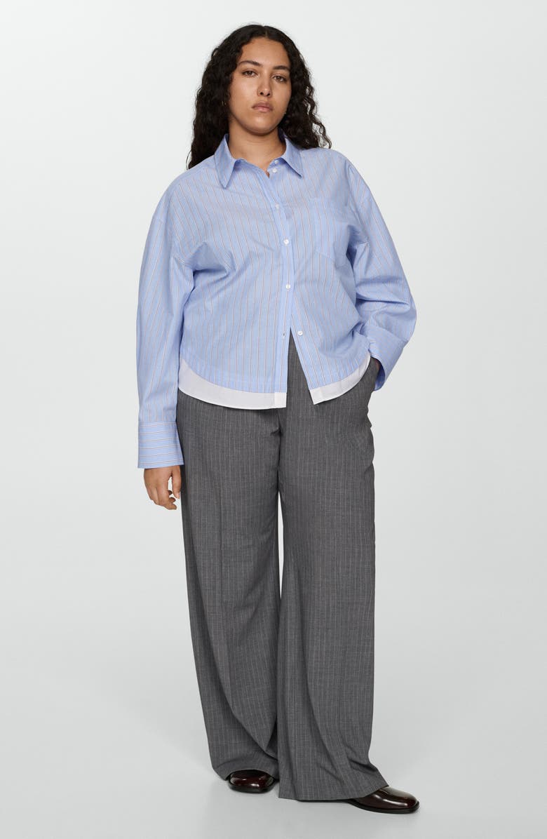 MANGO Stripe Layered Button-Up Shirt, Alternate, color, 
