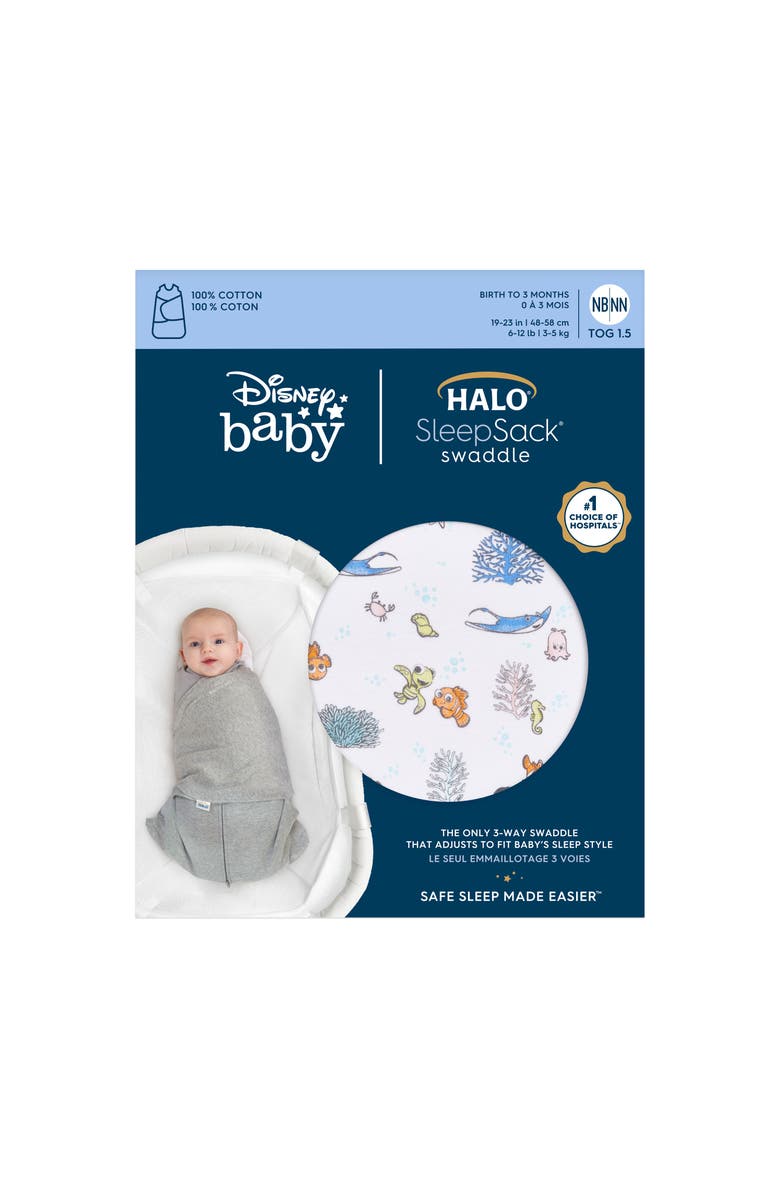 HALO Disney 100% Cotton 1.5 TOG Sleepsack Swaddle, 3-Way Adjustable Wearable Blanket, Alternate, color, Nemo Tie Dye