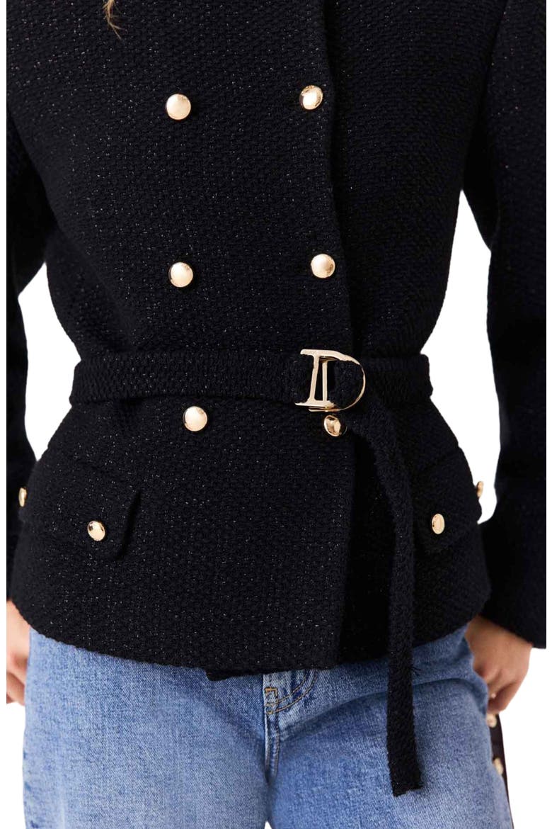 Mid-length double-breasted jacket, Alternate, color, Black