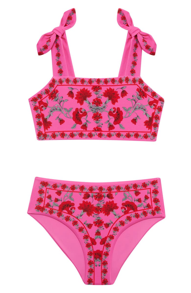 Beach Riot Kids' Little Stella & Janine Two-Piece Swimsuit, Main, color, Redwood Floral