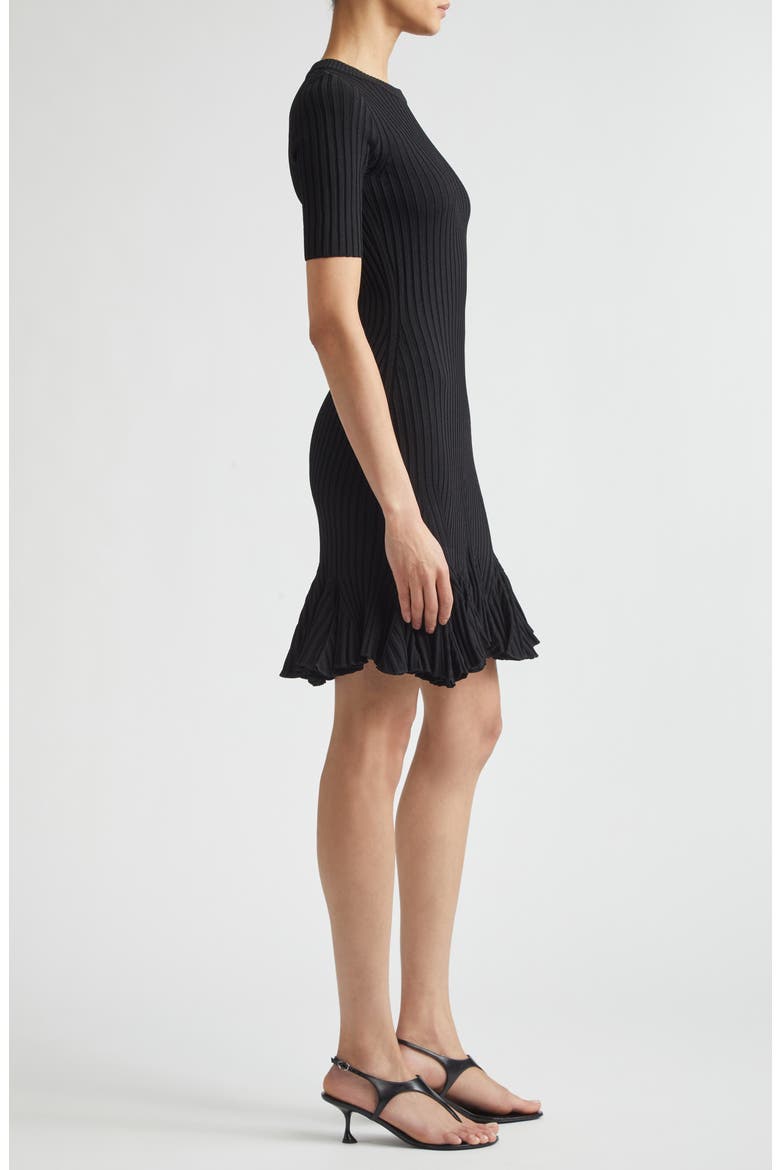 Leandra Short Sleeve Rib Sweater Dress, Alternate, color, BLACK