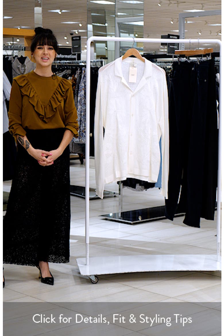 Feriando Long Sleeve Floral Cotton Knit Camp Shirt video